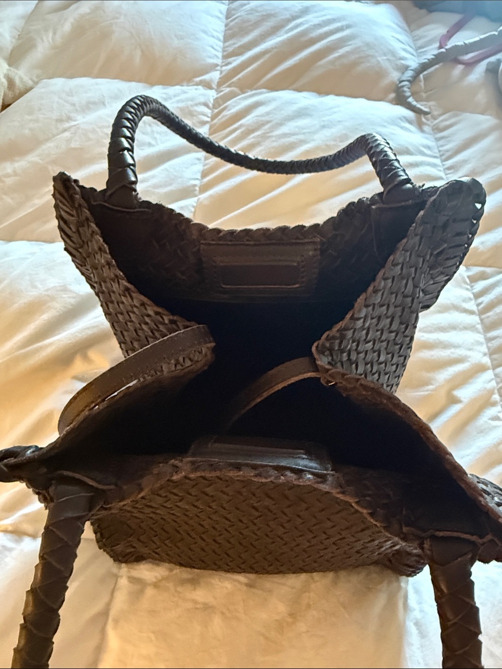 Madewell Lexington Small Tote - Dark Brown Woven Leather - Picture 2 of 4